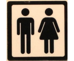 Tile 2 x 2 with Black Man and Woman Silhouettes (Unisex Restroom) Pattern (Sticker) - Set 60216