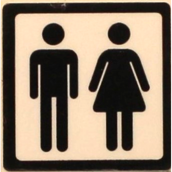 Tile 2 x 2 with Black Man and Woman Silhouettes (Unisex Restroom) Pattern (Sticker) - Set 60216