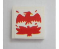 Tile 2 x 2 with Red Phoenix Pattern (Sticker) - Set 75980