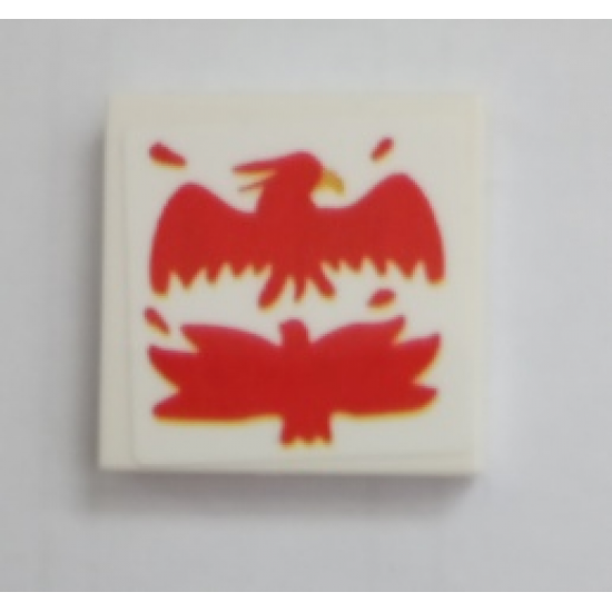 Tile 2 x 2 with Red Phoenix Pattern (Sticker) - Set 75980