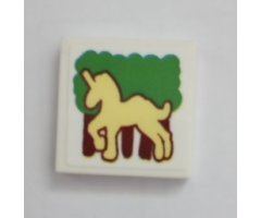 Tile 2 x 2 with Trees and Unicorn Pattern (Sticker) - Set 75980