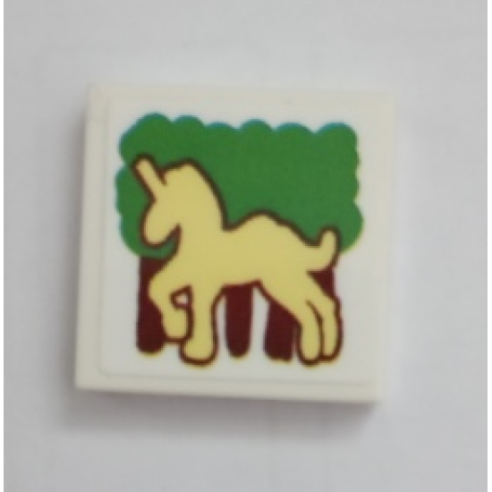 Tile 2 x 2 with Trees and Unicorn Pattern (Sticker) - Set 75980