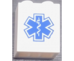 Brick 1 x 2 x 2 with Inside Stud Holder with Blue EMT Star of Life Pattern (Sticker) - Set 60204