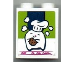 Brick 1 x 2 x 2 with Inside Stud Holder with Chef with Hat and Cookie Pattern (Sticker) - Set 41393