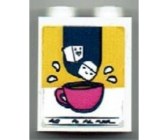 Brick 1 x 2 x 2 with Inside Stud Holder with Dark Pink Cup and Sugar Cubes Pattern (Sticker) - Set 41393