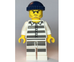 Police - Jail Prisoner 50380 Prison Stripes, Stubble, Dark Blue Knit Cap