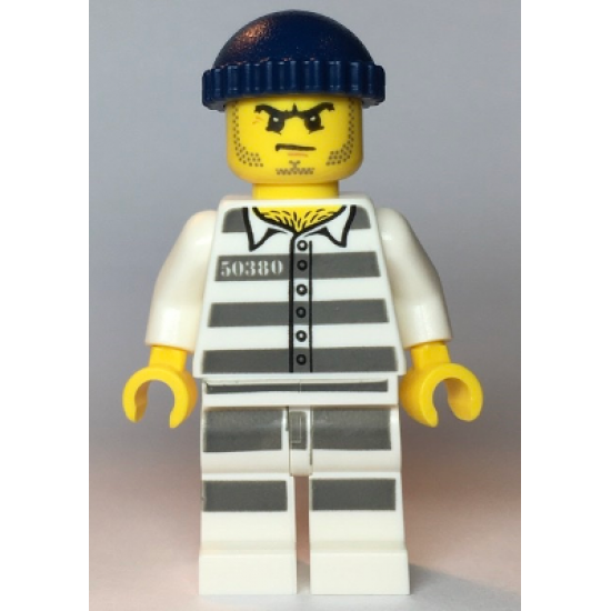 Police - Jail Prisoner 50380 Prison Stripes, Stubble, Dark Blue Knit Cap