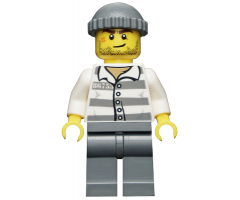 Police - Jail Prisoner 86753 Prison Stripes, Dark Bluish Gray Knit Cap