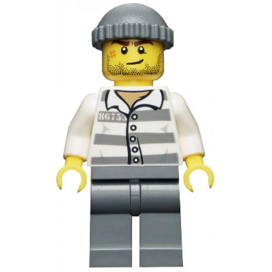 Police - Jail Prisoner 86753 Prison Stripes, Dark Bluish Gray Knit Cap