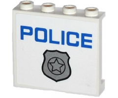 Panel 1 x 4 x 3 with Side Supports - Hollow Studs with Silver Police Badge and Blue 'POLICE' Pattern (Sticker) - Set 60043