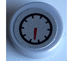Tile, Round 1 x 1 with Silver Gauge with Red Pointer and Black Tick Marks Pattern (Sticker) - Set 42106