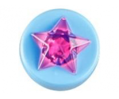 Tile, Round 1 x 1 x 2/3 with Raised Trans-Dark Pink Star Pattern