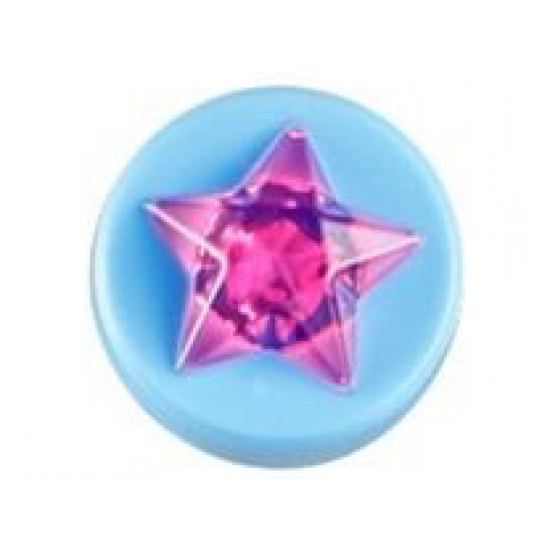 Tile, Round 1 x 1 x 2/3 with Raised Trans-Dark Pink Star Pattern