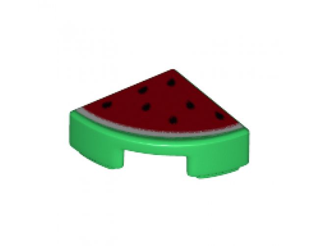 Tile, Round 1 x 1 Quarter with Red Watermelon Pattern