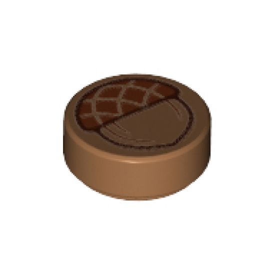 Tile, Round 1 x 1 with Acorn Pattern