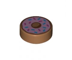 Tile, Round 1 x 1 with Doughnut with Bright Pink Frosting and Sprinkles Pattern