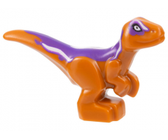 Dinosaur Baby Standing with Dark Purple Back, White Stripes and Yellow Eyes Pattern