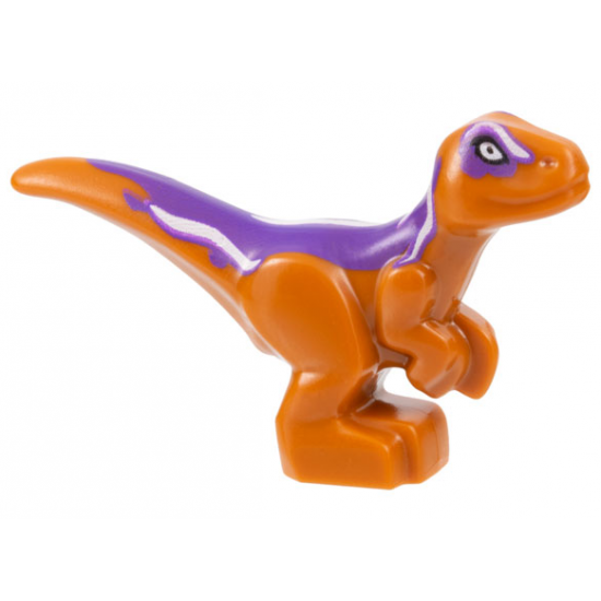 Dinosaur Baby Standing with Dark Purple Back, White Stripes and Yellow Eyes Pattern