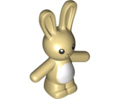 Bunny / Rabbit Standing with Black Eyes, Dark Tan Nose and Mouth and White Stomach Pattern