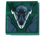 Slope, Curved 2 x 2 x 2/3 with Dark Green and Dark Bluish Gray Armor Plates, Black Lines and Silver Highlights Pattern (Sticker) - Set 76083