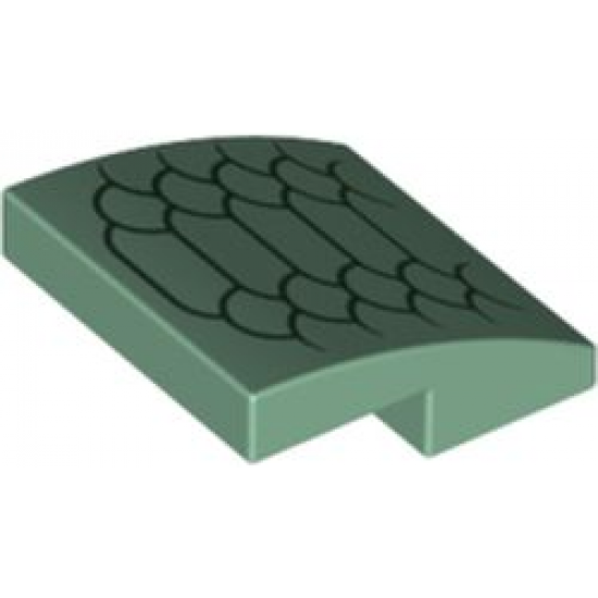 Slope, Curved 2 x 2 x 2/3 with Dark Green Scales Pattern