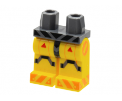 Hips and Yellow Legs with Black Diagonal Striped Belt and Knee Straps, Red Triangles, Orange Caution Stripes on Toes Pattern