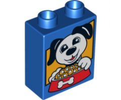 Duplo, Brick 1 x 2 x 2 with Dog and Food Bowl Pattern