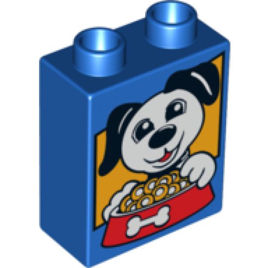 Duplo, Brick 1 x 2 x 2 with Dog and Food Bowl Pattern