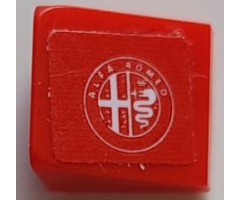 Slope 30 1 x 1 x 2/3 with White Alfa Romeo Logo on Red Background Pattern Model Left Side (Sticker) - Set 75879