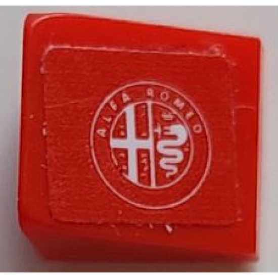 Slope 30 1 x 1 x 2/3 with White Alfa Romeo Logo on Red Background Pattern Model Left Side (Sticker) - Set 75879