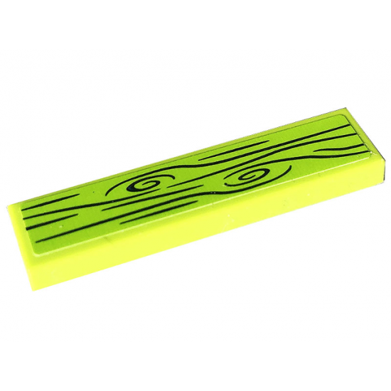 Tile 1 x 4 with Wood Grain on Lime Background Pattern (Sticker) - Set 41703