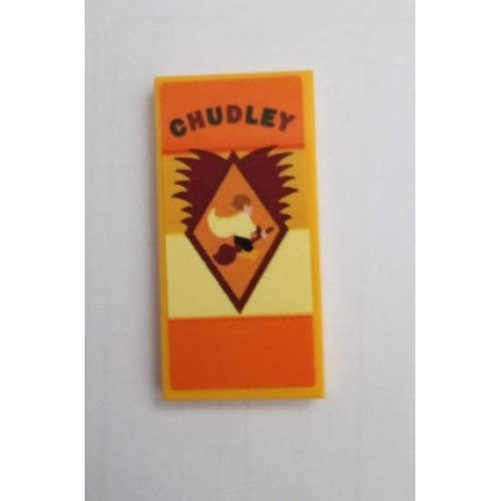 Tile 2 x 4 with 'CHUDLEY' and Wizard on Broomstick Pattern (Sticker) - Set 75980