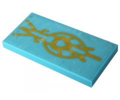 Tile 2 x 4 with Bright Light Orange Lines and Symbols Pattern (Sticker) - Set 41232
