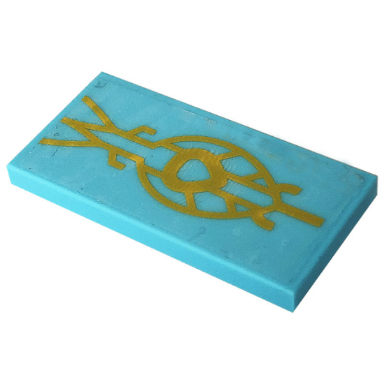 Tile 2 x 4 with Bright Light Orange Lines and Symbols Pattern (Sticker) - Set 41232
