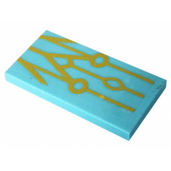 Tile 2 x 4 with Bright Light Orange Lines, Circles and Oval Symbols Pattern (Sticker) - Set 41232