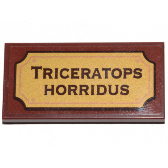 Tile 2 x 4 with 'TRICERATOPS HORRIDUS' Pattern (Sticker) - Set 21320