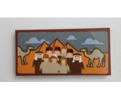 Tile 2 x 4 with People, Pyramids, Clouds and Camels Pattern (Sticker) - Set 75980