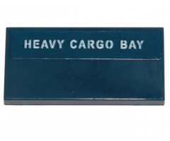 Tile 2 x 4 with White 'HEAVY CARGO BAY' on Dark Blue Background Pattern (Sticker) - Set 70839