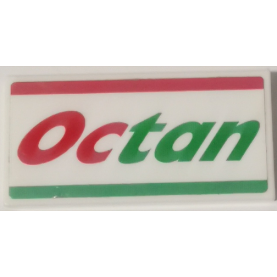 Tile 2 x 4 with Red and Green Stripes and 'Octan' Pattern (Sticker) - Set 60257