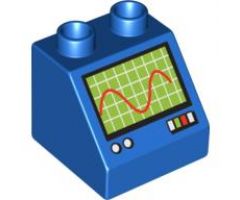 Duplo, Brick 2 x 2 x 1 1/2 Slope 45 with Oscilloscope Pattern