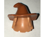 Minifigure, Hair Combo, Hair with Hat, Mid-Length Scraggly with Dark Orange Floppy Witch Hat Pattern