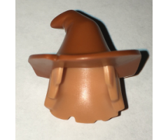 Minifigure, Hair Combo, Hair with Hat, Mid-Length Scraggly with Dark Orange Floppy Witch Hat Pattern