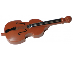 Minifigure, Utensil Musical Instrument, Double Bass with Black Neck, Tailpiece, and F Holes and Silver Strings Pattern