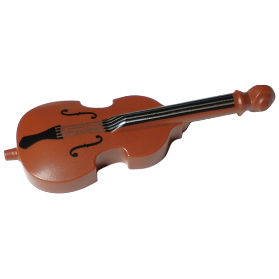 Minifigure, Utensil Musical Instrument, Double Bass with Black Neck, Tailpiece, and F Holes and Silver Strings Pattern