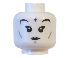 Minifigure, Head Dual Sided Female Dark Purple Bindi, Black Eyelashes and Eyebrows, Open Mouth / Closed Mouth Pattern - Hollow Stud