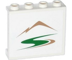 Panel 1 x 4 x 3 with Side Supports - Hollow Studs with Mountains and Green Road Pattern (Sticker) - Set 60057