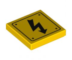 Tile 2 x 2 with Electricity Danger Sign and Rivets Pattern