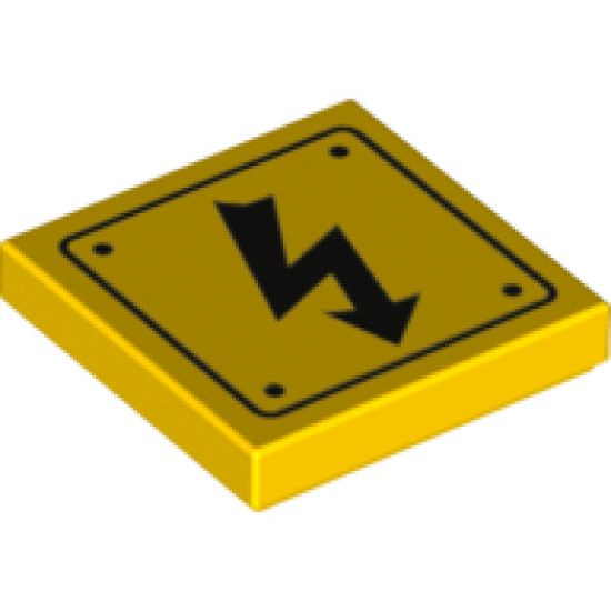 Tile 2 x 2 with Electricity Danger Sign and Rivets Pattern