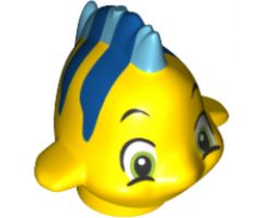 Fish, The Little Mermaid with Blue Stripes, Lime Eyes and Medium Azure Dorsal and Tail Fins Pattern (Flounder / Fabius)