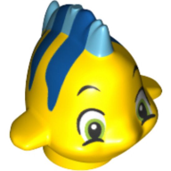 Fish, The Little Mermaid with Blue Stripes, Lime Eyes and Medium Azure Dorsal and Tail Fins Pattern (Flounder / Fabius)